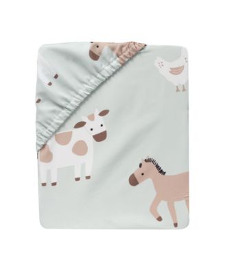 Baby Farmyard Friends Sage Green Nursery Fitted Crib Sheet