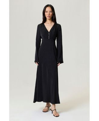 Women's Crystal Button Detailed Maxi Dress
