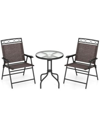 3 PCS Outdoor Bistro Dining Furniture Set with 1.57" Umbrella Hole Rippled