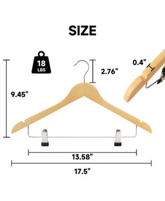 Premium Wooden Clothes Hangers with Swivel Hook – Solid Wood Skirt/Pant Hangers with Clips for Suits and Coats