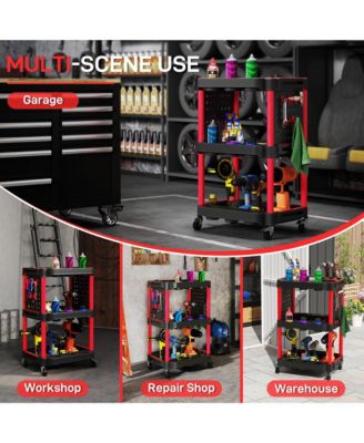 3-Tier Rolling Tool Cart with Wheels, Plastic Utility Cart