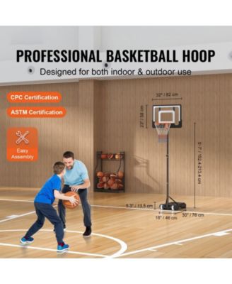 32-Inch Adjustable Basketball Hoop, 5–7 ft Portable Backboard System with Wheels and Fillable Base