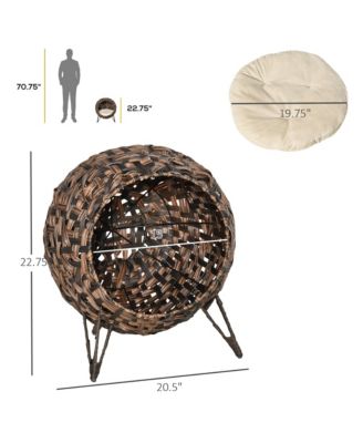 Hand Woven Banana Leaf Elevated Cat Bed with Cushion