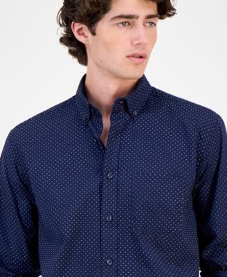 Men's Micro Dot Print Stretch Cotton Shirt, Created for Macy's