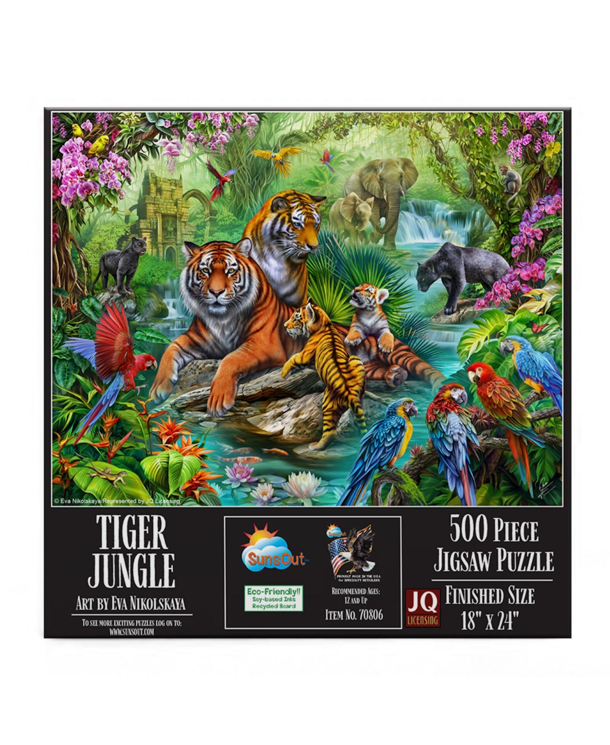 SunsOut Tiger Jungle 500 piece Jigsaw Puzzle for Adults