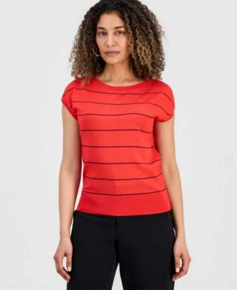 Petite Cap-Sleeve Sweater - Nari Stripe