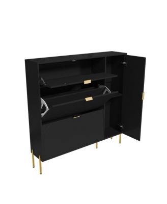 49.21 in. H Wood Shoe Storage Cabinet with Flip-Up Drawers Adjustable Shelf