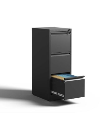 3 Drawer Metal Vertical File Cabinet with Lock Office Home Steel Vertical File Cabinet for A4 Legal/Letter Size