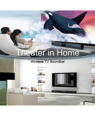 4-Speaker Surround Sound Bar with Wireless Subwoofer, Bluetooth 5.0 & FM Radio