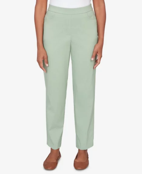 Petite St. Augustine Tailored Stretch Comfort Waistband Front Pocket Pants - Celery