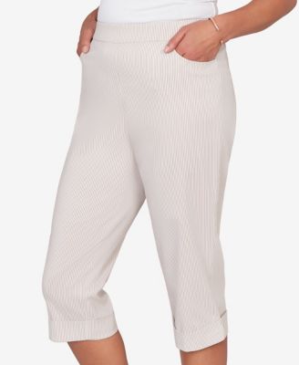 Petite Classic Stretch Stripe Clamdigger Capri Pants