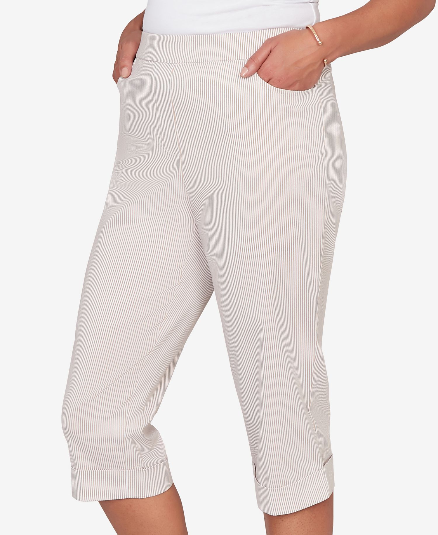 Petite Classic Stretch Stripe Clamdigger Capri Pants