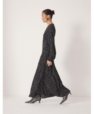 Women's V-Neck Long Sleeve Crepe Dress