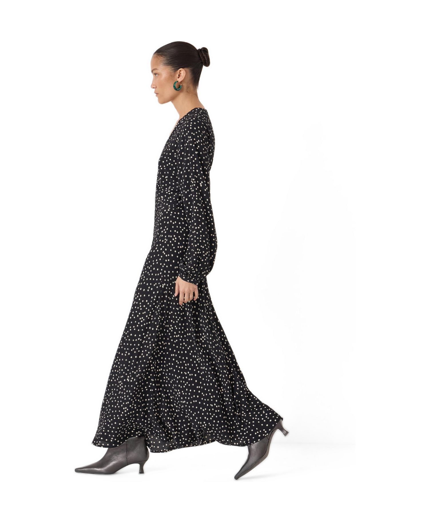 Women's V-Neck Long Sleeve Crepe Dress
