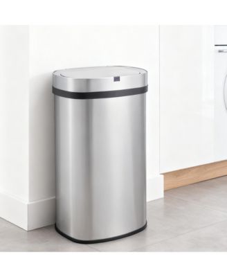 18 Gallon Stainless Steel Oval Motion Sensor Trash Can for Kitchen