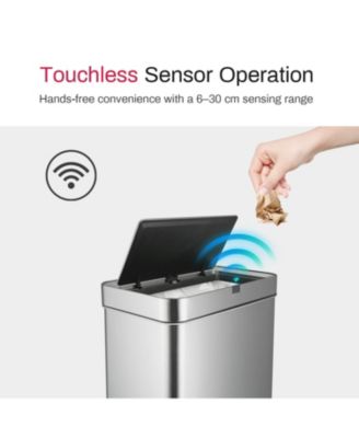 18 Gallon Stainless Steel Rectangular Motion Sensor Trash Can for Kitchen