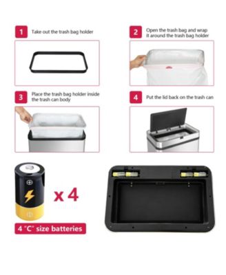 16 Gallon Stainless Steel Rectangular Motion Sensor Trash Can