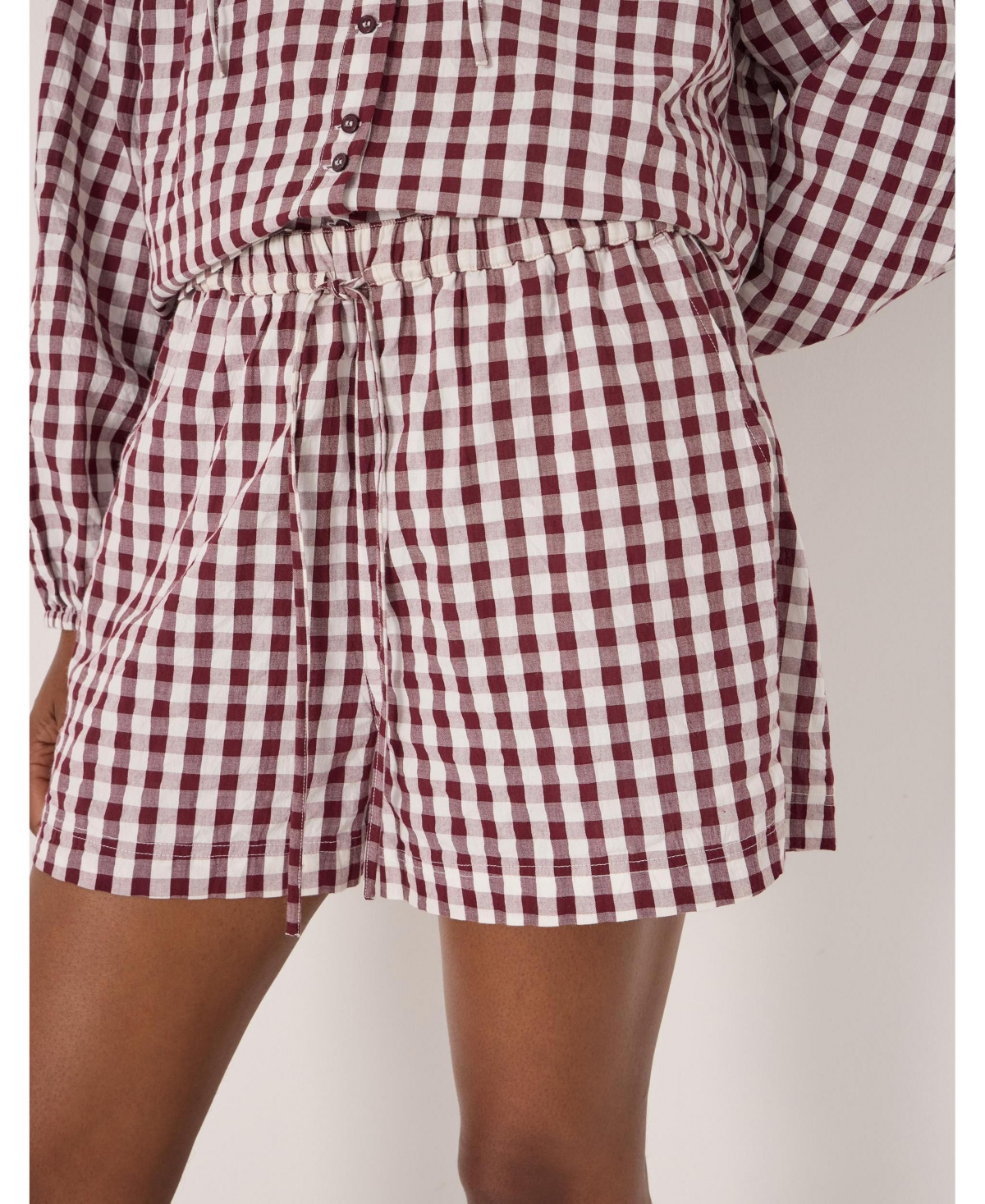 Hush Women's Ernie Gathered Gingham Beach Short