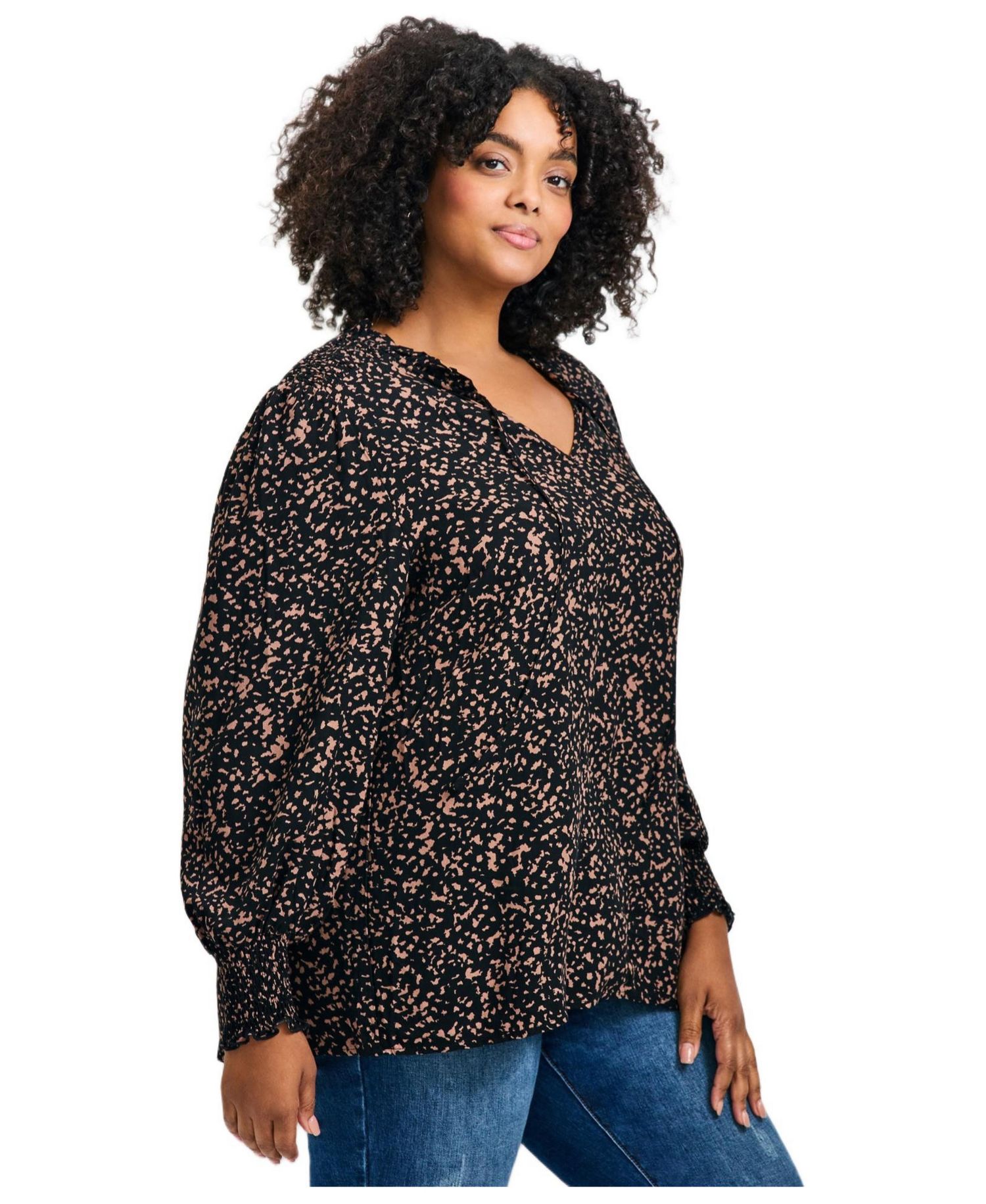 Women's Plus Size Abby Blouson Sleeve Blouse