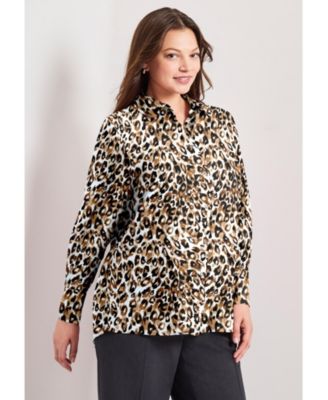 Women's Plus Size Button Front Blouse