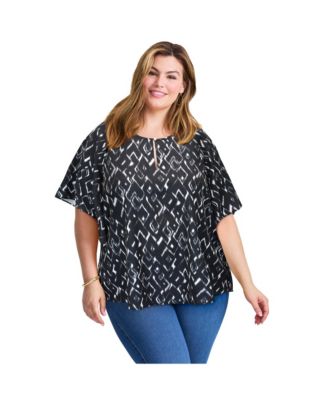 Women's Flutter Sleeve Keyhole Blouse