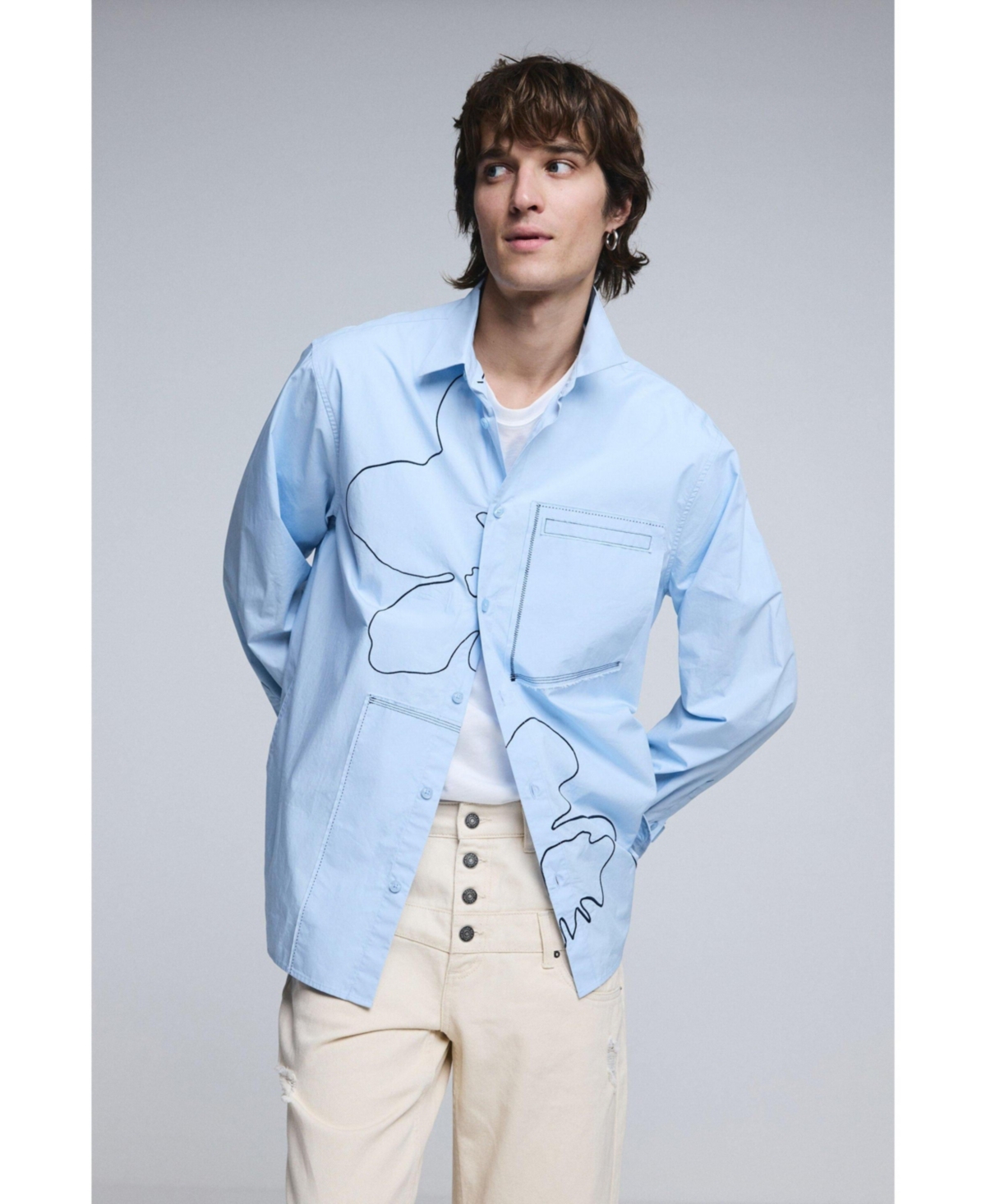 Desigual Men's Embroidered topstitched shirt