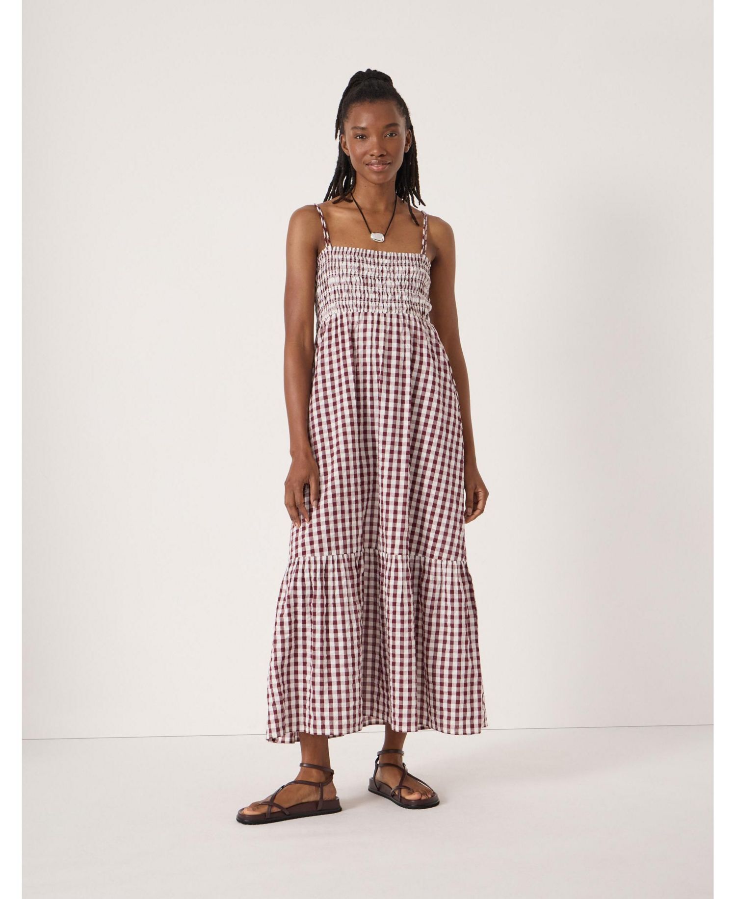 Women's Leni Shirred Gingham Beach Dress