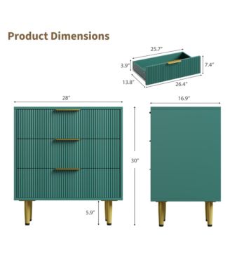Modern Fluted Drawer Dresser Wood Chest of Drawers with Metal Handles and Legs, Storage Organizer Cabinet