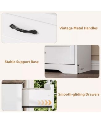 6-Drawer Modern Dresser with Wide Metal Handle, Closet Organizer Storage Chest, Clothes Cabinet for Bedroom, Living Room, Gray