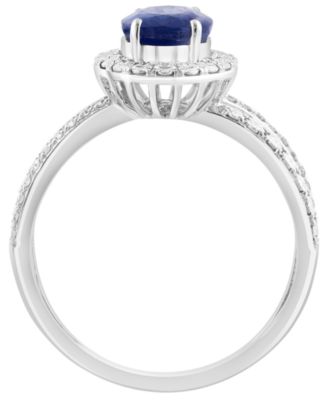 Sapphire (1-3/8 ct. t.w.) and Diamond (1/10 ct. t.w.) Ring in 14k White Gold