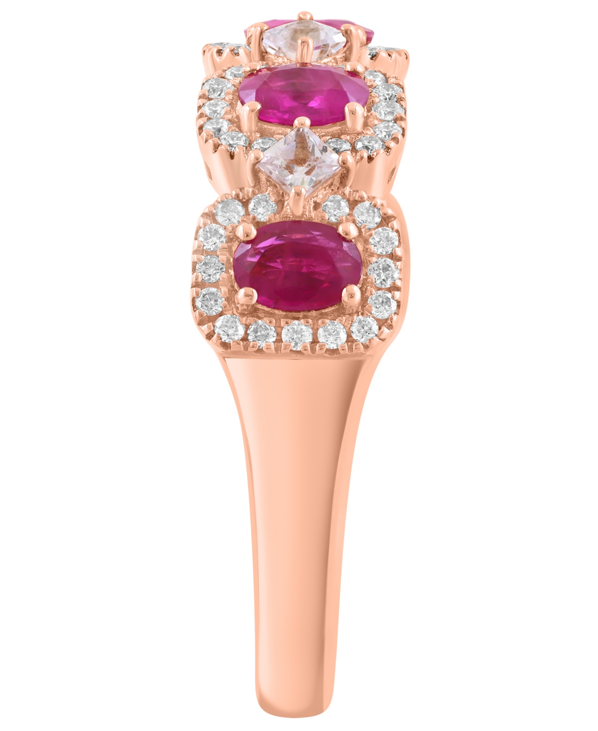 Effy Collection White Sapphire (1-1/20 ct. t.w.), Ruby (7/8 ct. t.w.) And Diamond (1/4 ct. t.w.) Ring in 14k Rose Gold