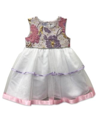 Baby Girls' Printed Brocade Coat and Dress, 2-Piece Set