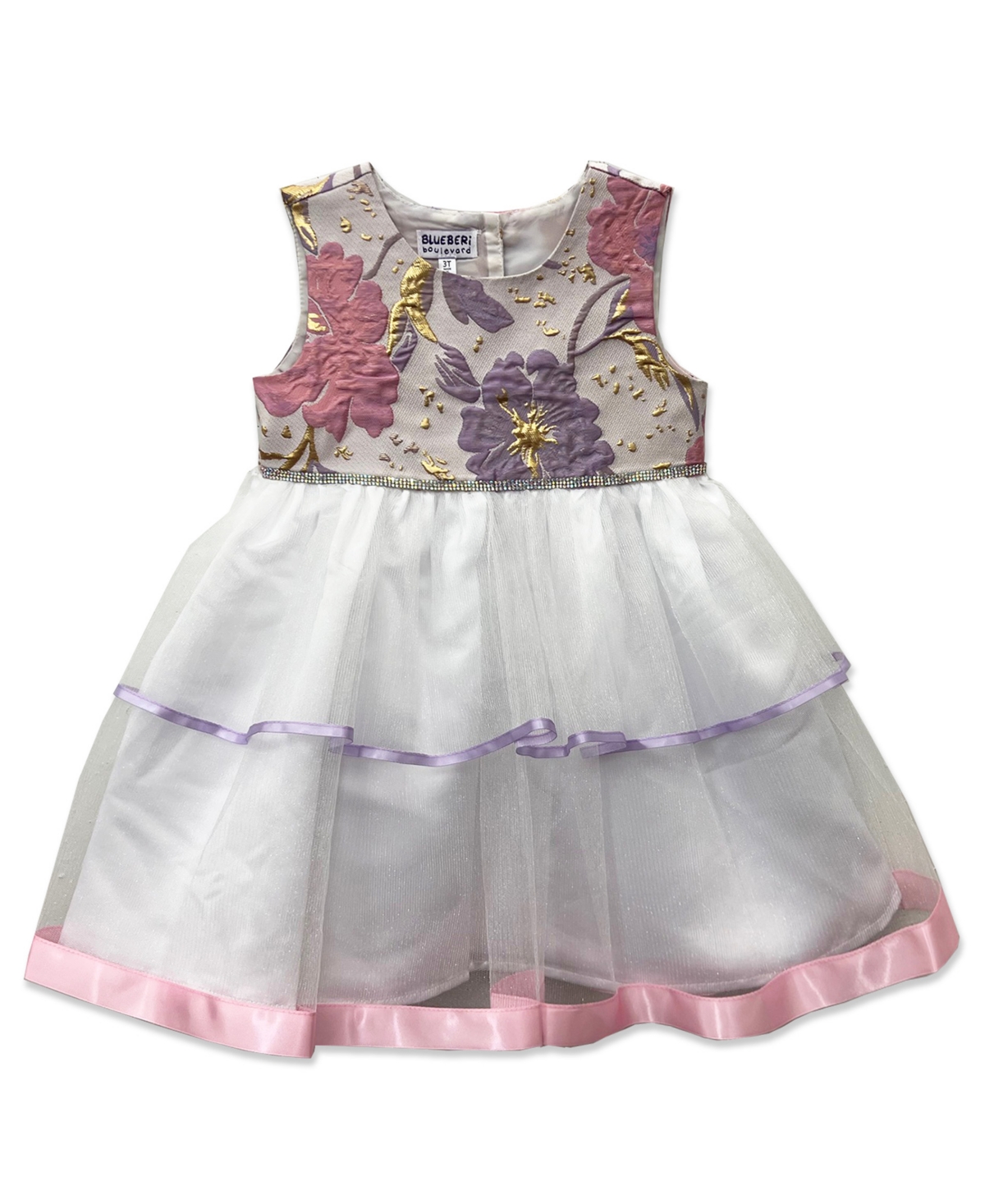 Blueberi Boulevard Baby Girls' Printed Brocade Coat and Dress, 2-Piece Set