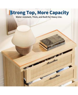 5-Drawer Modern Fluted Dresser Bedroom Chest, Fluted Drawers with Metal Handle, Large Storage Cabinet for Nursery, Living Room