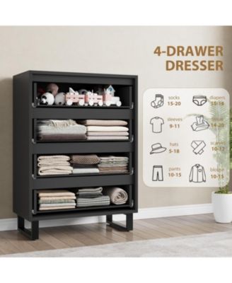 4 Dresser for Bedroom, 41inch Tall Dresser, Freestanding Vertical Drawer Cabinet with Storage, Wooden Closet Storage Chest for Living Room