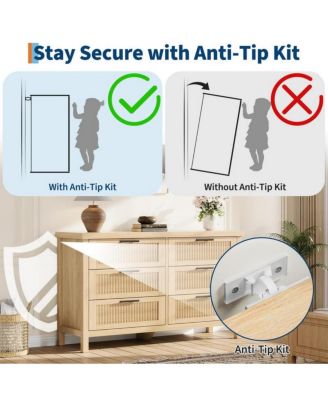 Modern Fluted Dresser Bedroom Chest, Fluted Drawers with Metal Handle, Large Storage Cabinet for Nursery, Living Room