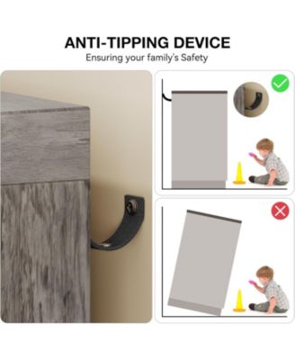 Modern Wooden Dresser for Bedroom, 43.3" 2-Door Wardrobe Armoire, 4 Drawers, Hanging Rod, Storage Cabinet