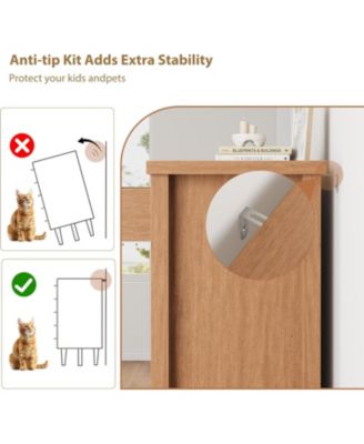 5-Drawer Brown Wooden Dresser, Elegant V Shape Nightstand, Storage for Living Room, Nursery, Entryway, Bedroom