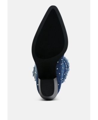 Womens Savant Diamante & Rhinestones Denim Boots