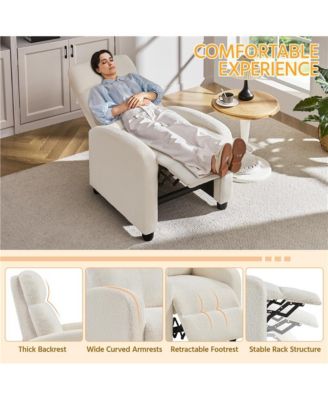 One Pack  Pocket Springs Adjustable Modern Single Boucle Recliner Chair Sofa