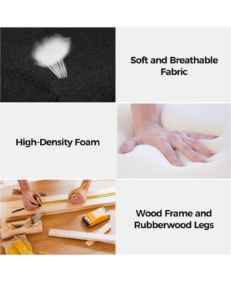 2PCS High Black Classic Fabric Upholstered PU Leather Dining Chair