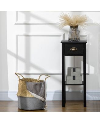 29" 2-Tier Side Table with Drawer Shelf, End Table for Living Room,