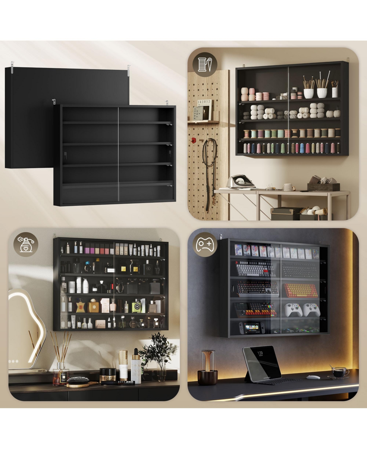 Homcom 5-Tier Display Cabinet Glass Cabinet with 4 Adjustable Shelves