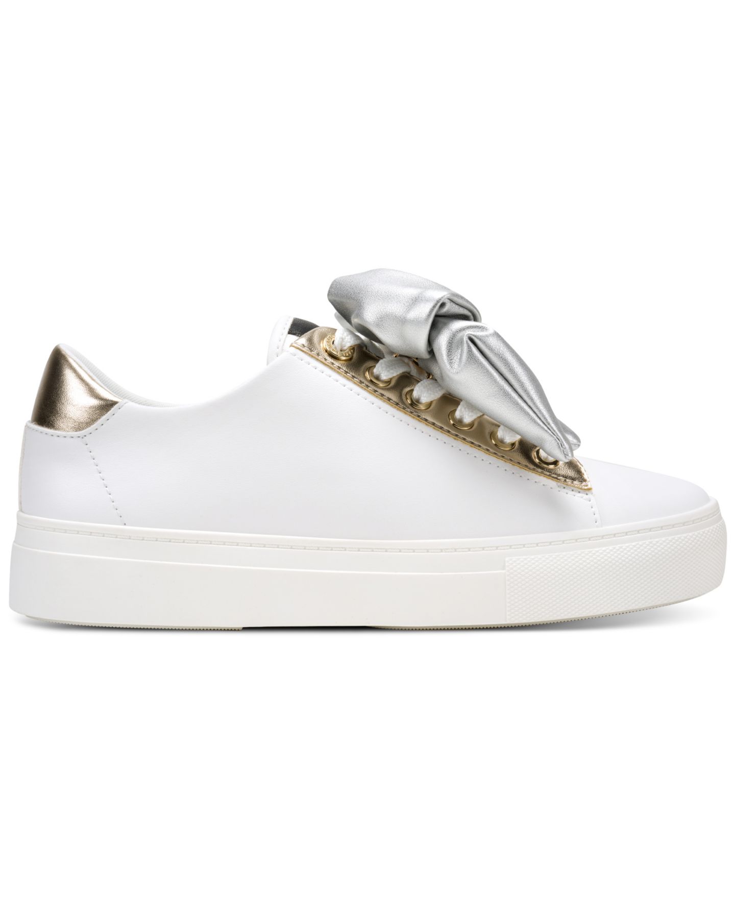 Женские кроссовки KARL LAGERFELD PARIS Claudette Bow Lace-Up, цвет: Яркий белый / Серебряный — фото 2