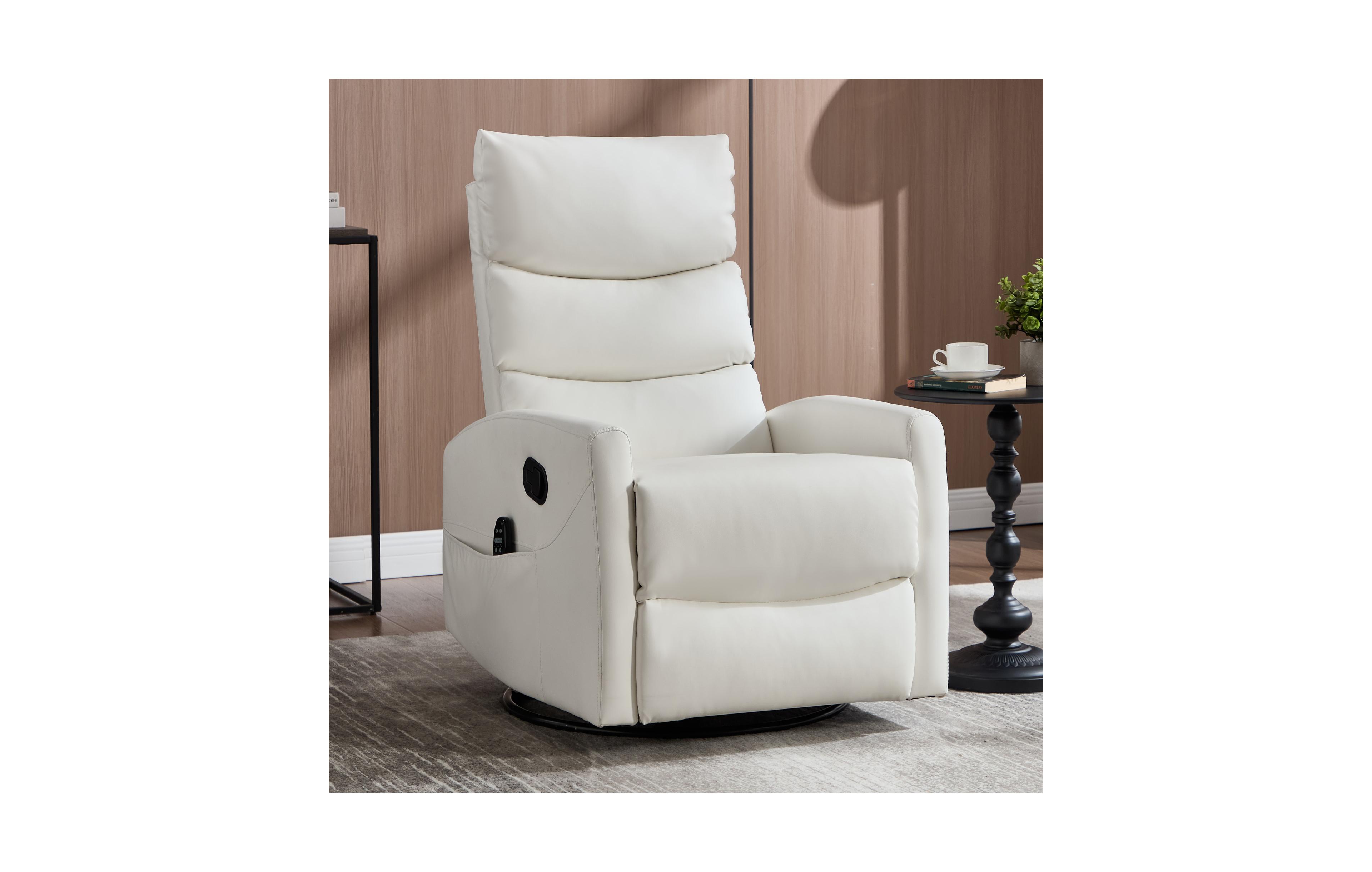 Sumyeg Recliner Chair with Heat Massage Manual Rocker and Swivel in Fabric