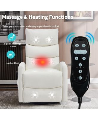 Recliner Chair with Heat Massage Manual Rocker and Swivel in Fabric