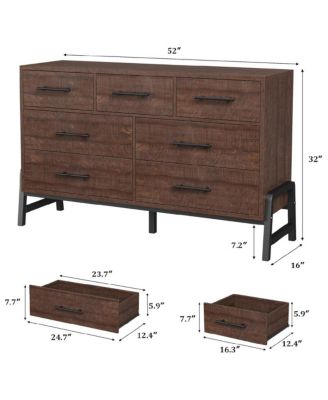 52" Wide 7-Drawer Wooden Freestanding Dresser with Storage