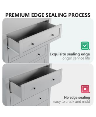 Grey 6 Drawer Dresser, Modern Chest with Deep Drawers, Nickel Round Handle, Wood Storage Organizer