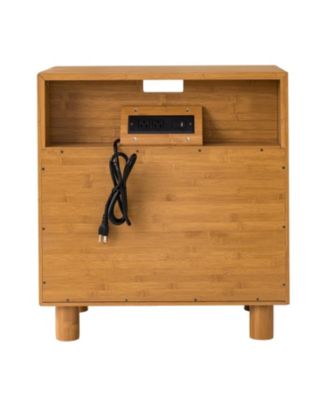 26" H Modern Nightstand Bedside Table with Charging Station, 2 Drawers, Large Mid Century End Table for Bedroom, Living Room