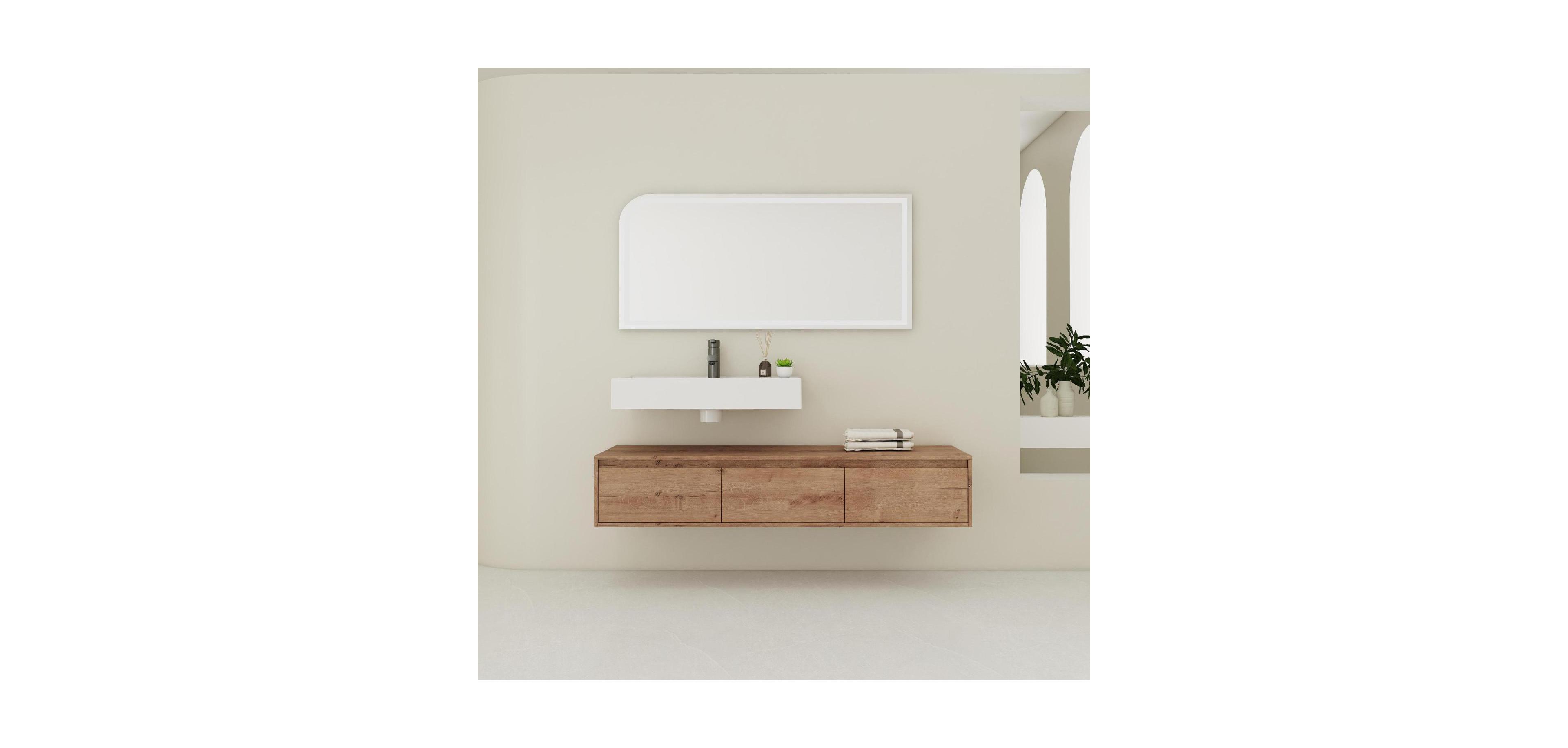 Streamdale Furniture 60" Wall-Mount Vanity, Resin Sink, Soft Close Drawer